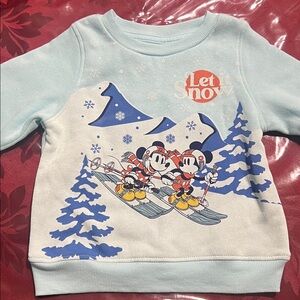 Disney Light Blue Let It Snow Mickey Mouse Sweatshirt